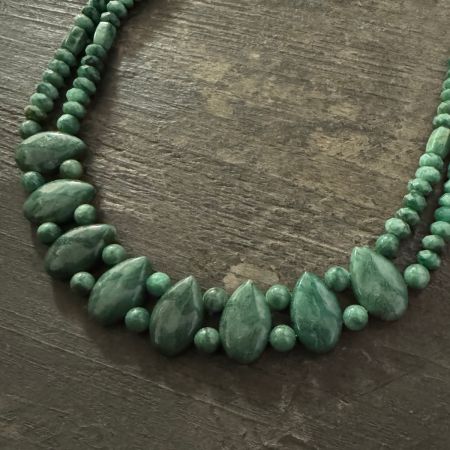 Double Strand Green Quartz Necklace