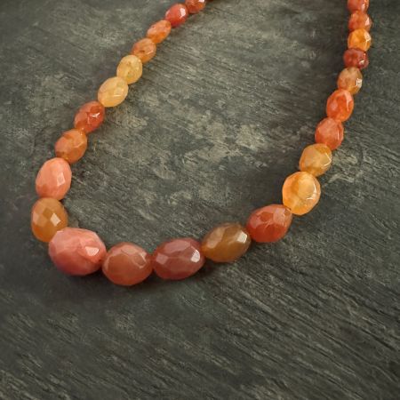 Faceted Red Chalcedony Necklace