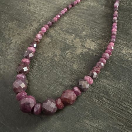 Faceted Ruby Drum Necklace