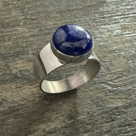 Round Lapis Ring - Size 9