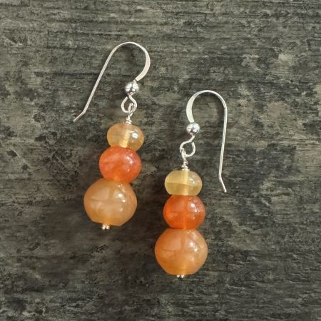 Orange Chalcedony Dangle Earrings