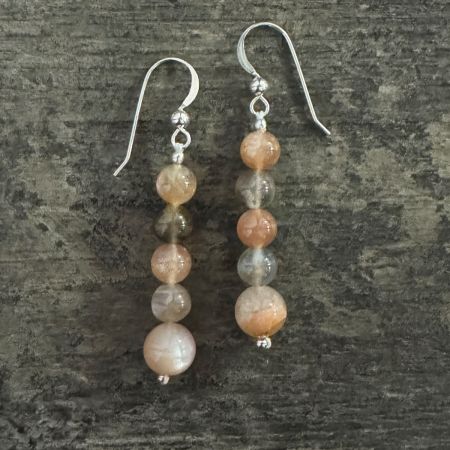 Multi Colored Moonstone and Orthoclase Earrings