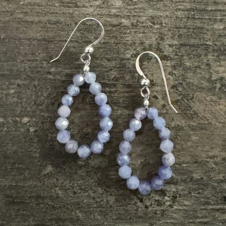 Tanzanite Hoop Dangle Earrings