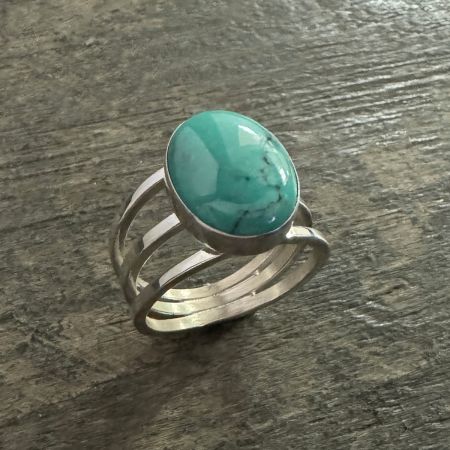 Hubei Turquoise Oval Ring - Size 10