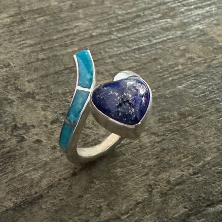 Lapis and Sonoran Blue Turquoise Ring - Size 7