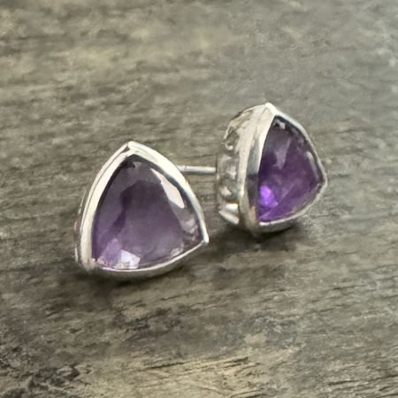 Amethyst Trillion Earrings