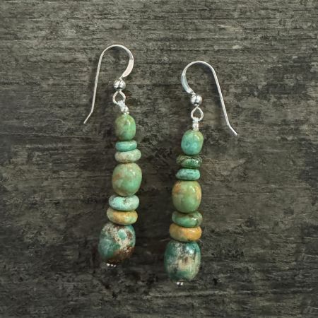 Turquoise Golden Dragon Mountain Dangle Earrings 