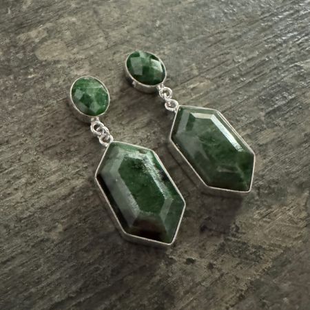 Chrome Diopside Post Dangle Earrings