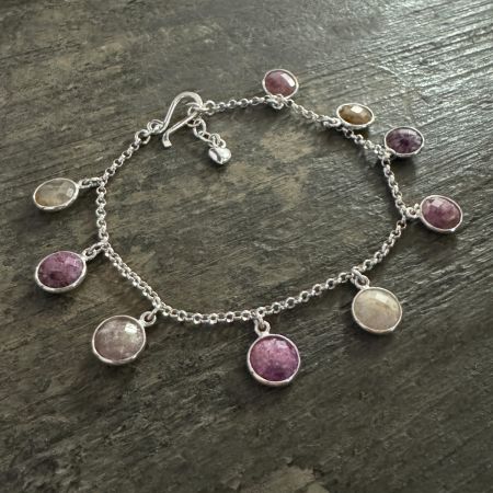 Multi Color Tourmaline Charm Bracelet 