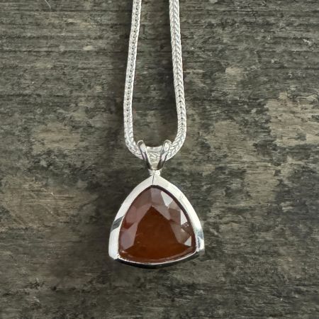 Hessonite Pendant Pendant & Silver Chain Necklace