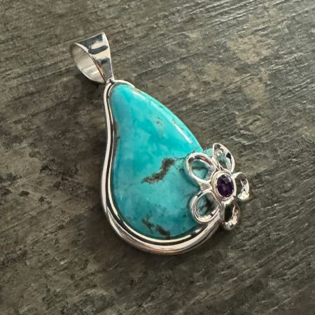 Tyrone Turquoise & Amethyst Pendant 