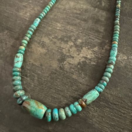 Azure Peaks Turquoise Barrel Necklace 