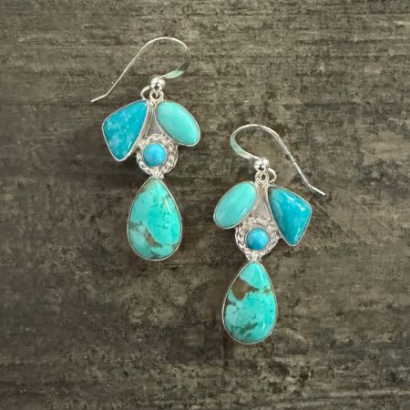 Multi Turquoise Dangle Earrings