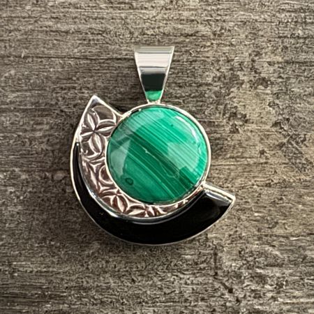 Midnight Chalcedony & Malachite Pendant 