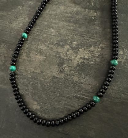 Midnight Chalcedony & Malachite Necklace 