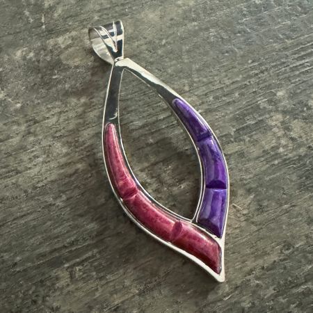 Magenta Coral & Purple Turquoise Pendant