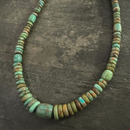 Turquoise Golden Dragon Mountain Disc Necklace 