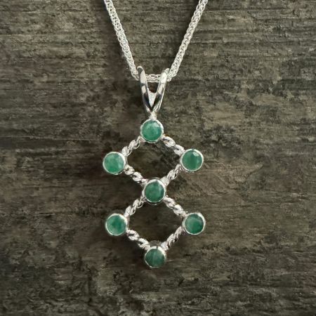 Emerald Pendant On Silver Chain Necklace