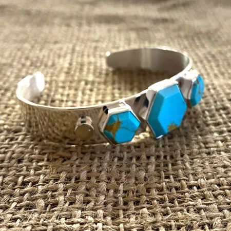 Golden Matrix Turquoise and Mexican Opal Cuff