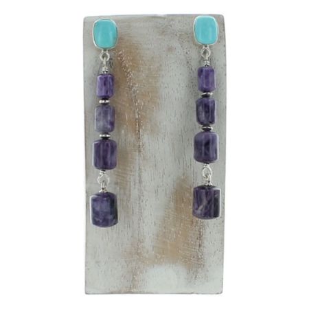 Charoite & Andean Blue Turquoise Earrings