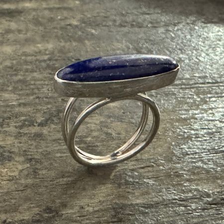 Lapis Thin Oval Ring - Size 7