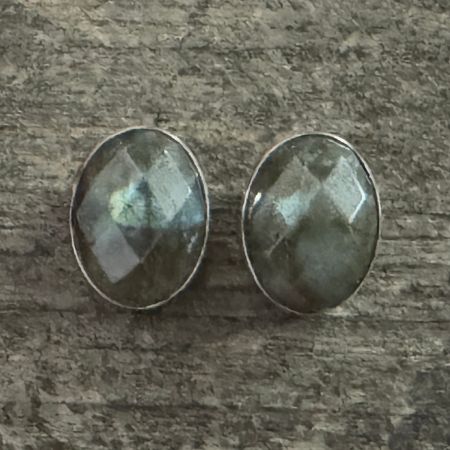 Faceted Labradorite Oval Earrings