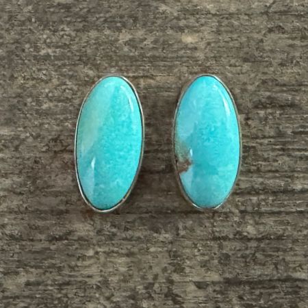 Andean Blue Turquoise Oval Earrings