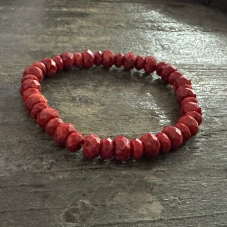 Faceted Red Coral Stretch Bracelet