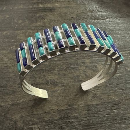 Seven Peaks Turquoise and Lapis Inlay Cuff
