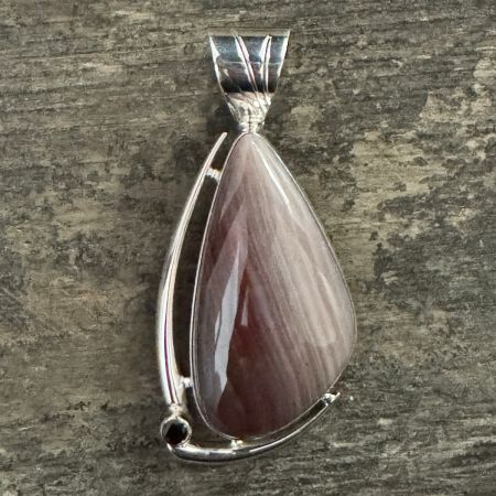 Devils Gate Petrified Wood and Smoky Quartz Pendant