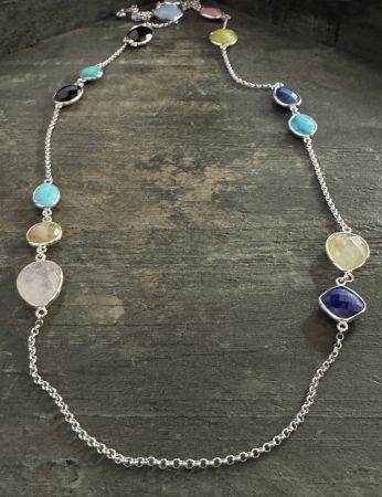 Multi Stone Chain Necklace