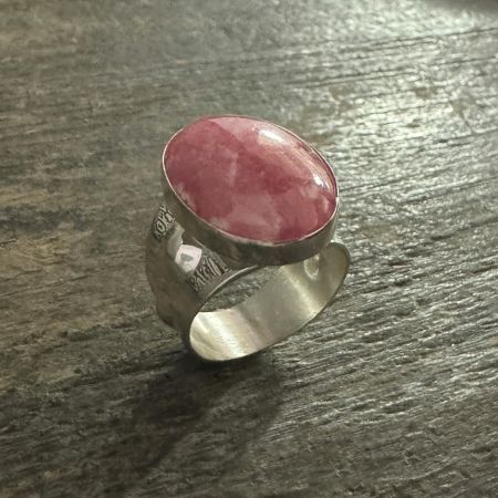 Rhodochrosite Oval Ring - Size 7