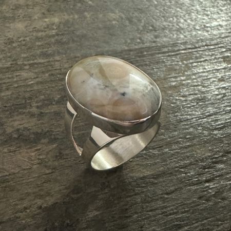 Orbicular Chalcedony Ring - Size 7