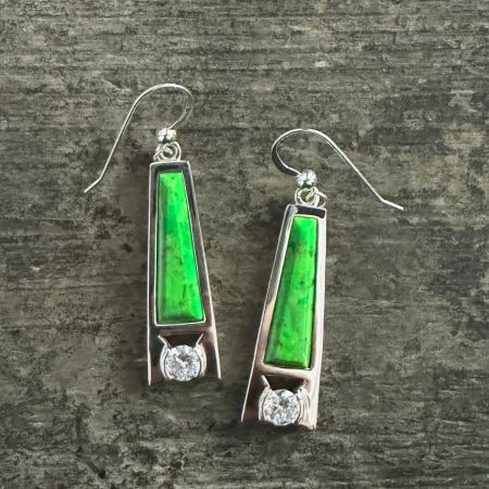 Lemon Lime Turquoise & CZ Earrings