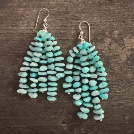 Amazonite & Black Spinel Earrings