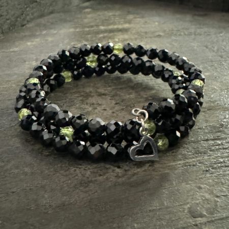 Spinel and Peridot Coil Bracelet