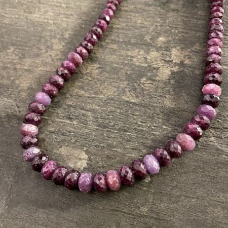 Graduated Faceted Ruby Rondelle Necklace