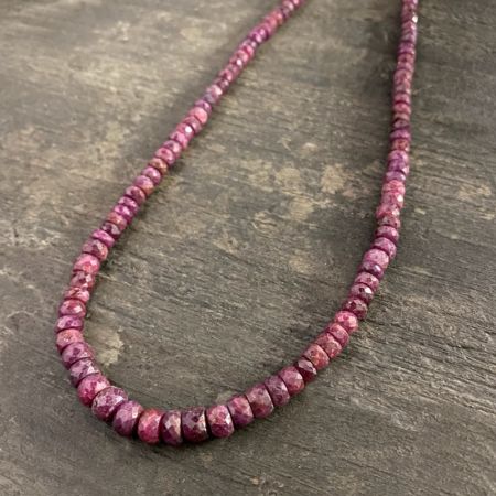 Faceted Rondelle Ruby Necklace