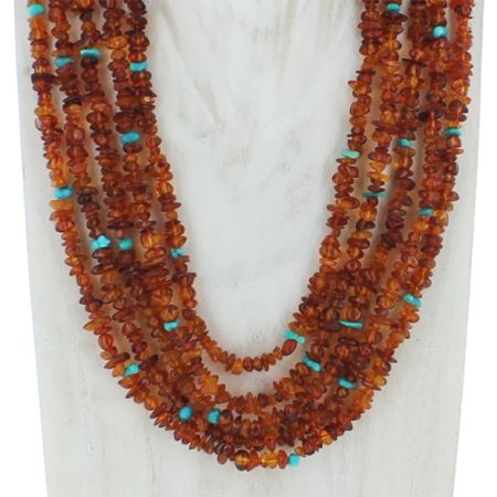 Amber and Turquoise Nested Necklace