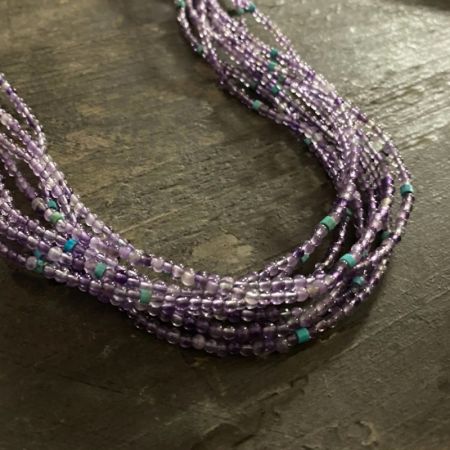 Eight Strand Amethyst and Turquoise Necklace