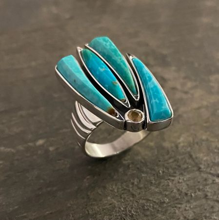 Sonoran Turquoise & Citrine Ring - Size 7