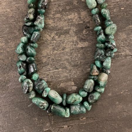Double Strand Emerald Nugget Necklace