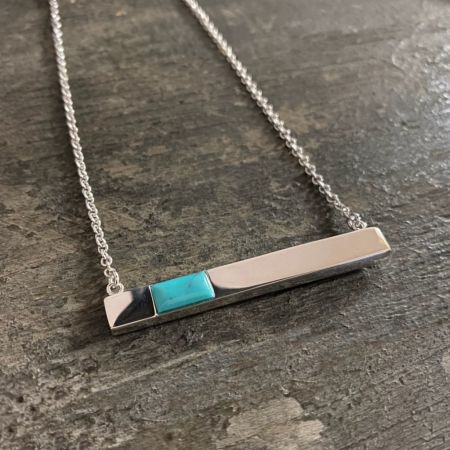 Reversible Turquoise and Lapis Bar Chain Necklace