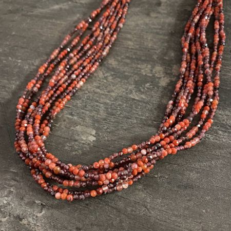 8 Strand Agate and Garnet Necklace
