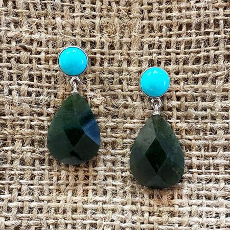 Nephrite Jade & Seven Peaks Turquoise Earrings