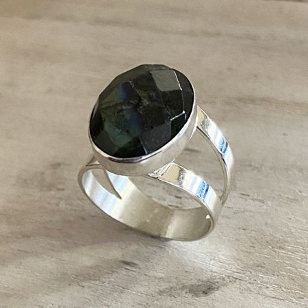 Faceted Labradorite Ring - size 7