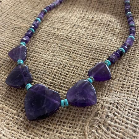 Amethyst Hearts Necklace