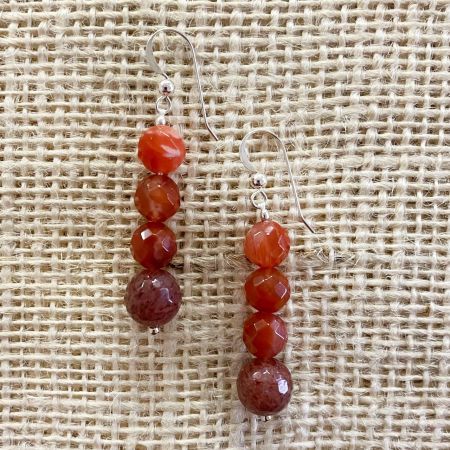 Picante Agate & Strawberry Quartz Earrings
