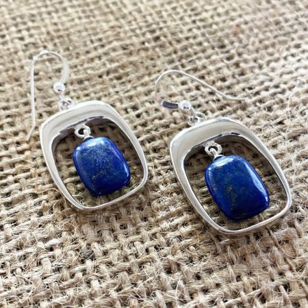 Lapis Window Earrings