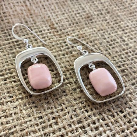 Australian Pink Opal Window Earrings
